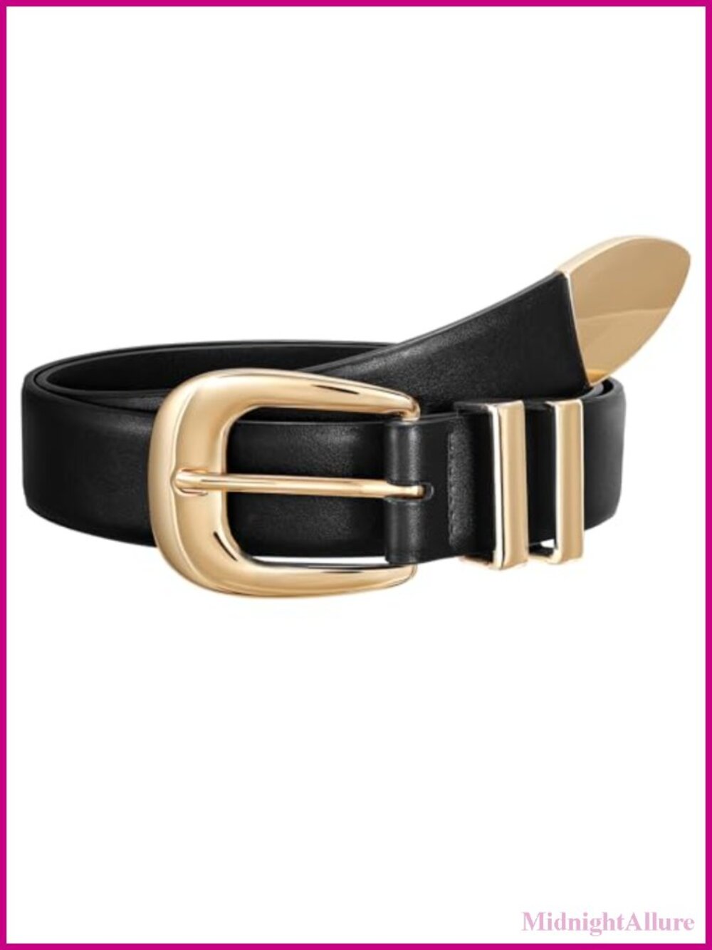 Women's Faux Leather Belt Gold Buckle Plus Size Western Fashion Jeans Dress